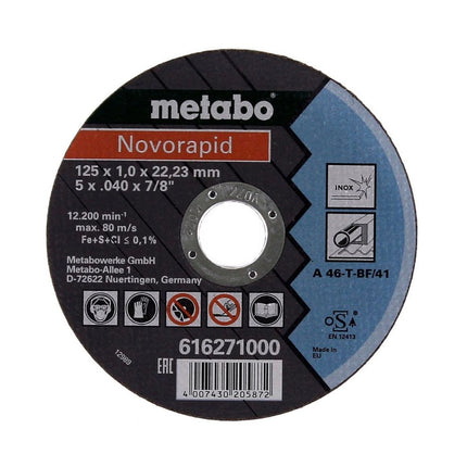 Amoladora angular Metabo WEV 850-125 850 W 125 mm (603611000) + 26 discos de corte + tuerca de cierre rápido
