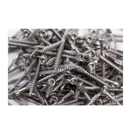 Tornillos para terraza Meisterling 5x60 mm 200 piezas (010010000211) Punta CUT Lente de 90° Cabeza avellanada con rosca gruesa Torx 2/3 Acero inoxidable V2A