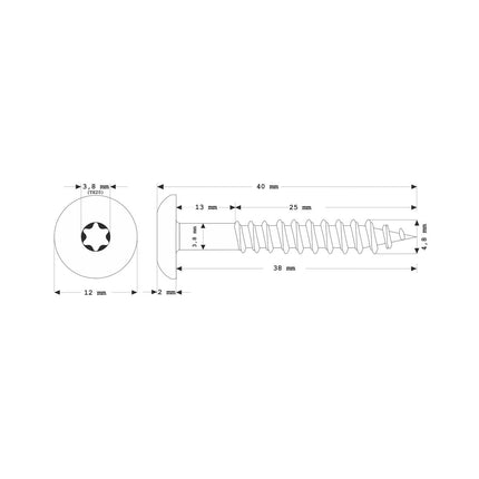 Tornillos para fachada Meisterling 4,8x38 mm 100 piezas (010020000211) 12 mm cabeza plana antracita con rosca parcial Torx Acero inoxidable V2A