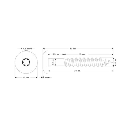 Tornillos para fachada Meisterling 4,8x38 mm 100 piezas (010020000231) 12 mm cabeza plana marrón oscuro con rosca parcial Torx Acero inoxidable V2A