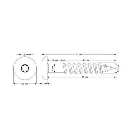 Tornillos para fachada Meisterling 5,5x35 mm 100 piezas (010030000161) 12 mm cabeza plana azul genciana con rosca parcial Torx Acero inoxidable V4A