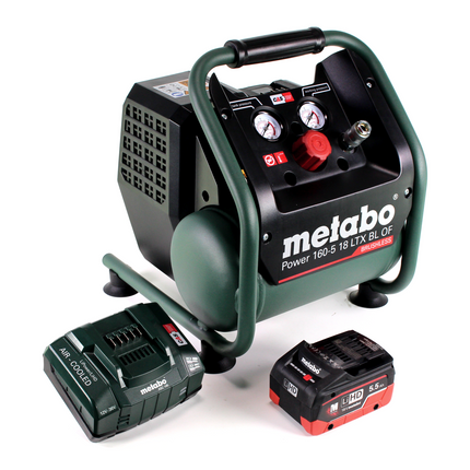 Metabo Power 160-5 18 LTX BL OF compresor sin cable 18 V 8,0 bar sin escobillas + 1x batería LiHD 5,5 Ah + cargador
