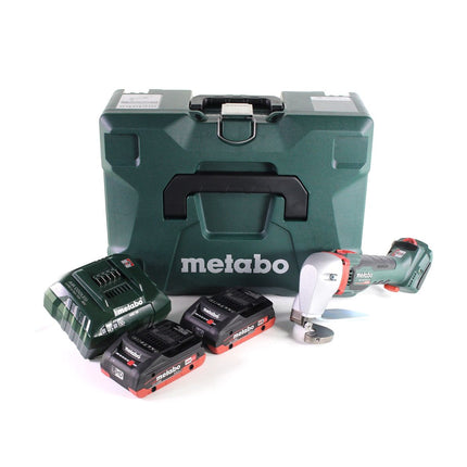 Metabo SCV 18 LTX BL 1.6 Cisaille à tôle sans fil 18 V Brushless + 2x Batteries LiHD 4,0 Ah + Chargeur + Coffret MetaLoc