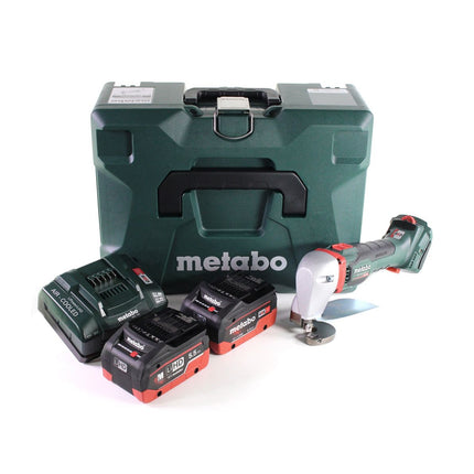 Metabo SCV 18 LTX BL 1.6 Cisaille à tôle sans fil 18 V Brushless + 2x Batteries LiHD 5,5 Ah + Chargeur + Coffret MetaLoc