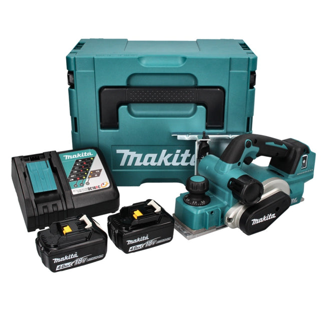 Makita DKP 181 RMJ cepillo sin cable 82 mm 18 V sin escobillas + 2x batería recargable 4,0 Ah + cargador + Makpac