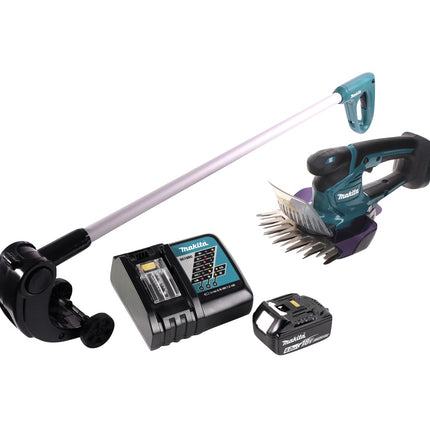 Tijera cortacésped a batería Makita DUM 604 RG1 18 V + mango alargador con rodillo + 1x batería 6,0 Ah + cargador
