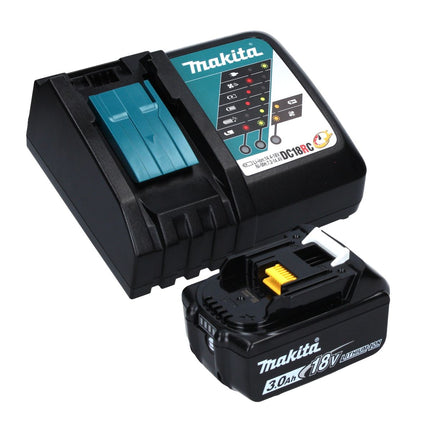 Tijera cortacésped a batería Makita DUM 604 RF1X 18 V con cuchilla cortacésped y arbustos + 1x batería 3,0 Ah + cargador