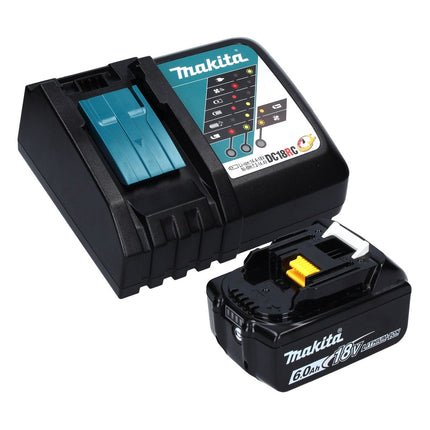 Tijera cortacésped a batería Makita DUM 604 RG1X 18 V con cuchilla cortacésped y arbustos + 1x batería 6,0 Ah + cargador