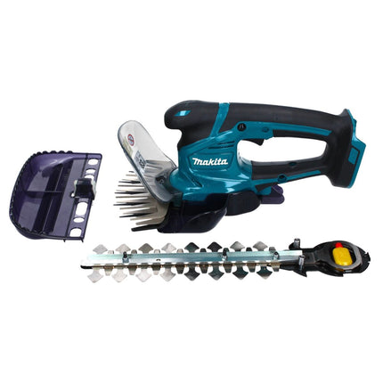 Tijera cortacésped a batería Makita DUM 604 RTXJ 18 V con cuchilla cortacésped y arbustos + 2x baterías 5,0 Ah + cargador + Makpac