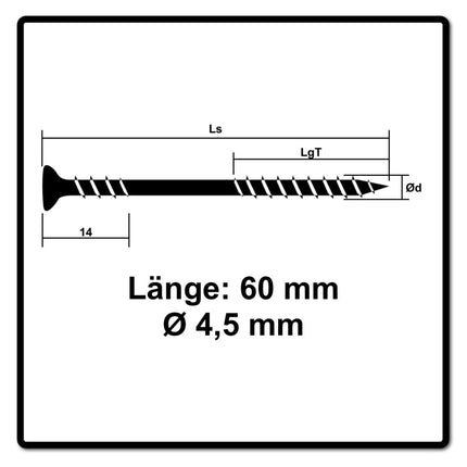 Tornillo fachada SPAX 4,5 x 60 mm 100 piezas Acero inoxidable A2 (25470004506022) rosca de fijación mini cabeza avellanada T-STAR Plus Torx T20 CUT