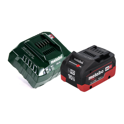 Martillo combinado a batería Metabo KHA 18 LTX 18 V 2,2 J SDS Plus + 1x batería 10,0 Ah + cargador + juego de brocas para piedra P4P SDS plus de 7 piezas + metaBOX