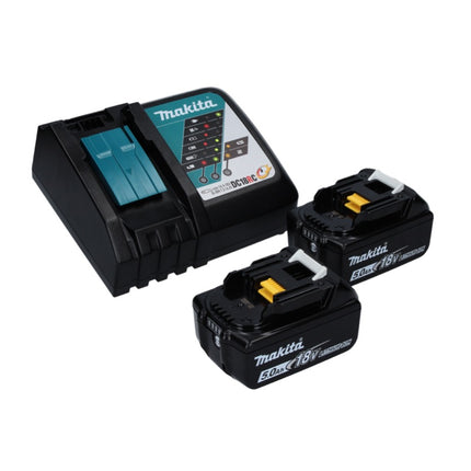 Makita DLM 432 RT2 cordless lawn mower 36 V ( 2x 18 V ) 43 cm brushless + 2x battery 5.0 Ah + charger