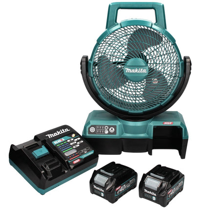 Ventilador de batería Makita CF 001 GD2 XGT 40 V máx. Funcionamiento con red del ventilador de 235 mm + 2 baterías de 2,5 Ah + cargador