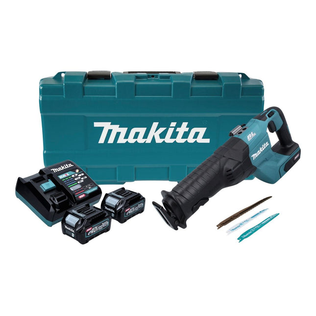 Makita JR 001 GD201 Scie réversible sans fil 40 V maxi Scie sabre brushless XGT + 2x batterie 2,5 Ah + chargeur + coffret