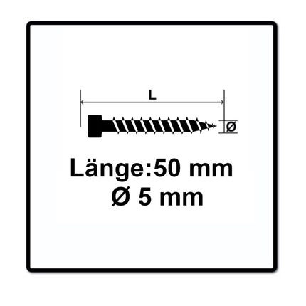 SPAX Terrace Screw 5.0 x 50 mm - Stainless Steel A2 - Fixing Thread - Cylinder Head - Torx - T-STAR Plus T25 - Cut - 1000 pcs. (2x 0537000500505)