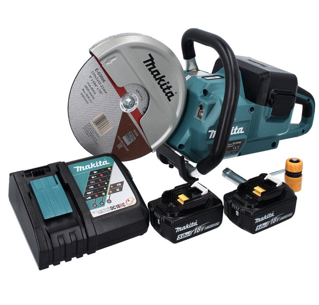 Makita DCE 090 RT2X1 Cordless Brushless Disc Cutter 36 V (2x 18 V) 230 mm + Batteries 5.0 Ah + Charger
