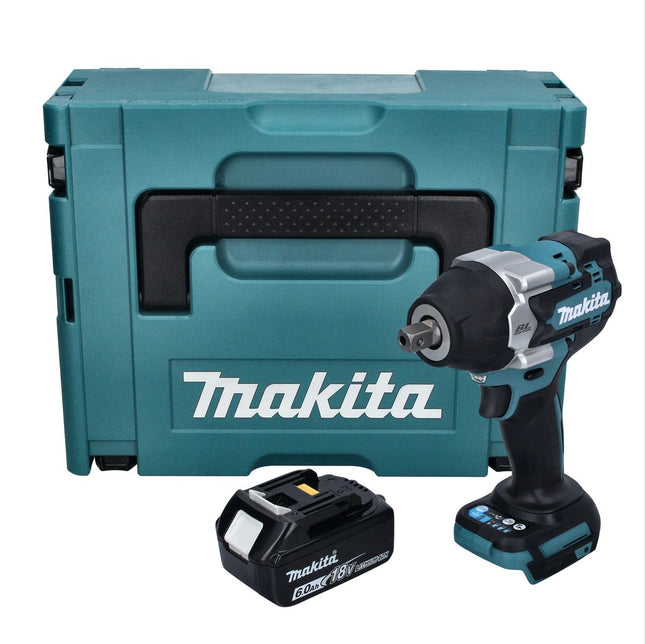 Makita DTW 701 G1J cordless impact wrench 18 V 700 Nm 1/2" XPT Brushless + 1x rechargeable battery 6.0 Ah + Makpac - without charger