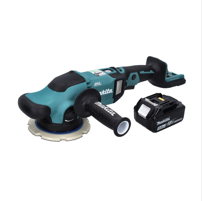 Makita DPO 600 T1 Pulidora excéntrica a batería 18 V 150 mm XPT Brushless + 1 batería de 5,0 Ah - sin cargador