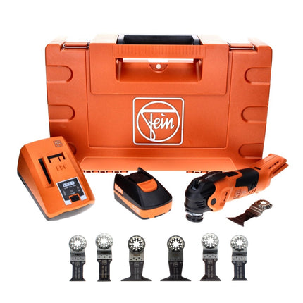 Oscillateur à batterie FEIN MultiMaster AMM 300 Plus C 12 V Starlock Plus + 1 batterie 3,0 Ah + chargeur + jeu d'accessoires 6 pièces + mallette