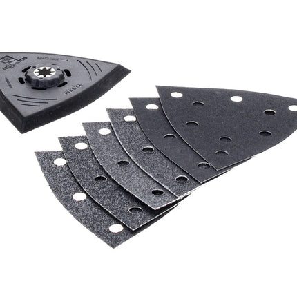 FEIN Kit de patins de ponçage Starlock Plus SLP KL (63806204210) Feuilles abrasives 2x K 60 + 2x K 80 + 2x K 180