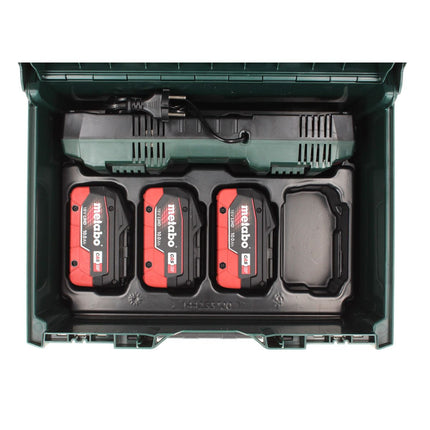 Set básico Metabo 3x batería 18 V 10,0 Ah LIHD + cargador doble + metaBOX
