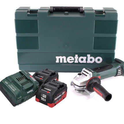 Metabo W 18 LTX 125 Amoladora angular rápida 18 V 125 mm (602174860) + 2 baterías de 10,0 Ah + cargador + maletín