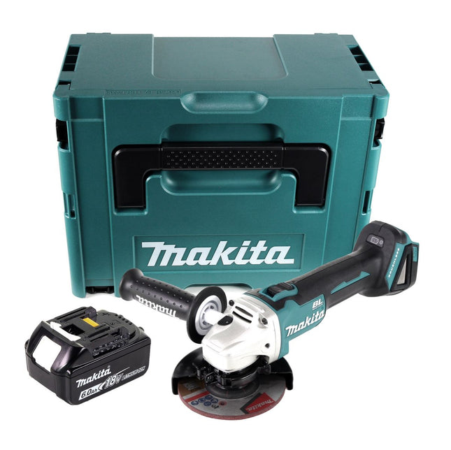 Makita DGA 504 G1J Amoladora angular sin cable 18 V 125 mm sin escobillas + 1x batería recargable 6,0 Ah + Makpac - sin cargador