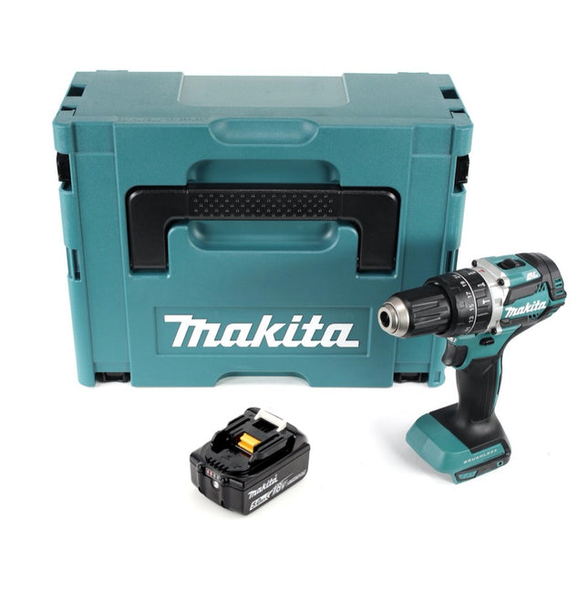 Taladro de percusión sin cable Makita DHP 484 T1J 18 V 54 Nm sin escobillas + 1x batería recargable 5,0 Ah + Makpac - sin cargador