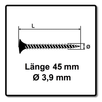 Vis pour cloisons sèches SPAX GIX-C 3,9 x 45 mm 2000 pièces (2x 1791170390456) tête de fraisage affûtée à filetage complet fente cruciforme phosphatée pointe d'aiguille H2