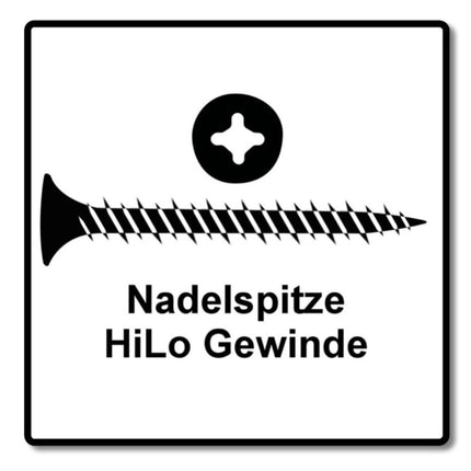 Vis pour cloisons sèches SPAX GIX-C 3,9 x 45 mm 2000 pièces (2x 1791170390456) tête de fraisage affûtée à filetage complet fente cruciforme phosphatée pointe d'aiguille H2