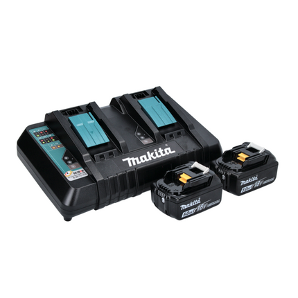 Makita DLM 432 PT2 tondeuse à gazon sans balais 36 V (2x 18 V) 43 cm + 2x batterie 5,0 Ah + double chargeur + 1x lame faucille