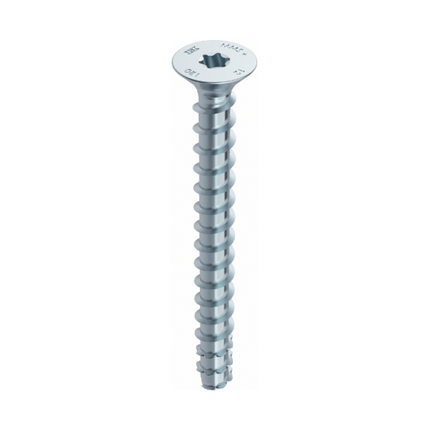 HECO MULTI MONTI plus F anclaje de tornillo 6,0 x 60 mm 100 piezas (48497) tornillo para hormigón, cabeza avellanada, accionamiento en T, galvanizado azul, A2K