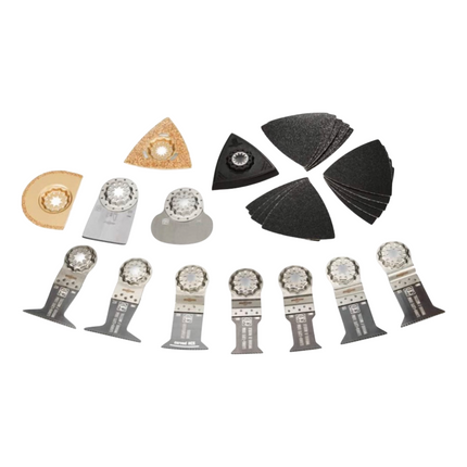 Oscilador de batería Fein MultiMaster AMM 700 MAX C 18 V Starlock Max Brushless + 2x baterías 3.0 Ah + cargador + set de accesorios 26 piezas + estuche