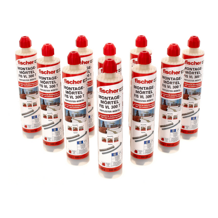 Fischer FIS VL 300 T Malta da installazione bicomponente, vinilestere ( 558724 ) + 10x Cartucce + 20x Miscelatori statici + Cassetta HWK K