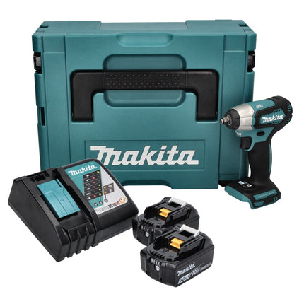 Atornillador de impacto a batería Makita DTW 180 RFJ 18 V 180 Nm 3/8" sin escobillas + 2 baterías de 3,0 Ah + cargador + Makpac