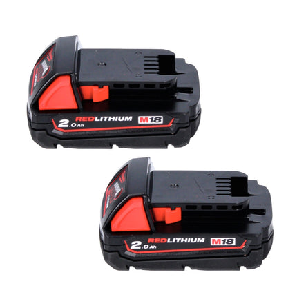 Milwaukee M18 B2 Batteries Set 2x 2,0Ah / 2000mAh - 18V RED Li-Ion (2x 4932430062)