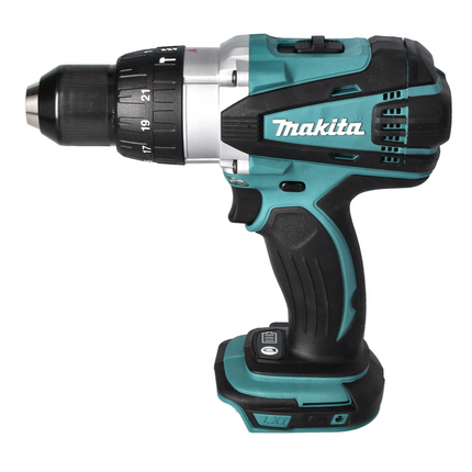 Taladro percutor inalámbrico Makita DHP 458 RF1 18 V 91 Nm + 1x batería 3,0 Ah + cargador + juego de puntas 44 piezas