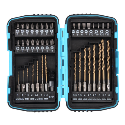 Makita DHP 458 RF1 taladro percutor inalámbrico 18 V 91 Nm + 1x batería 3,0 Ah + cargador + juego de brocas de 40 piezas