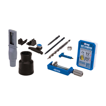 KREG Pocket Hole Jig 720 PRO przyrząd do wiercenia otworów pod kołki (KPHJ720PRO) + przyrząd do wiercenia otworów pod kołki + stacja bazowa + wiertło stopniowe + bit + wkręty