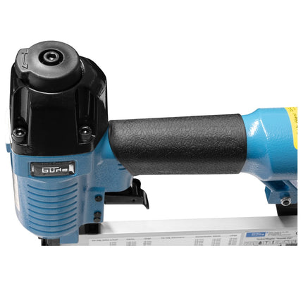 Grapadora-clavadora aire comprimido Güde 6 bar IG 1/4" (40220) + cierre de impacto de seguridad + aceite + 1500x grapas + 2000x pines + estuche