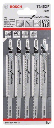 Bosch T 345 XF Stichsägeblätter Progressor for Wood and Metal 5 Stk. 132 mm ( 2608634994 ) - Toolbrothers