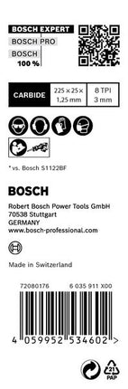 Hoja de sierra de sable Bosch EXPERT Thick Tough Metal S 1155 CHC 225 mm 10 piezas (2608900370) Tecnología de carburo