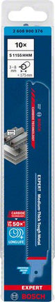 Bosch EXPERT Hoja de sierra de sable para metal duro de grosor medio S 1155 HHM 225 mm 10 piezas ( 2608900376 ) Tecnología de metal duro