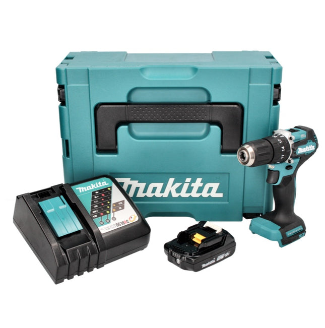 Taladro de percusión sin cable Makita DHP 487 RA1J 18 V 40 Nm sin escobillas + 1x batería recargable 2,0 Ah + cargador + Makpac