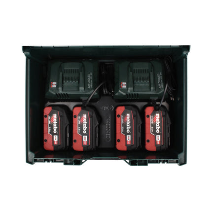 Set básico Metabo 18 V LiHD + 4x baterías 5,5 Ah + 2x cargador ASC 55 + metaBOX