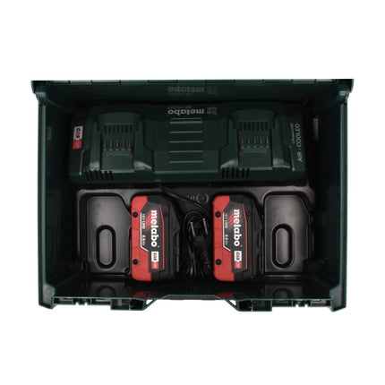 Set básico Metabo 18 V LiHD + 2x batería 8,0 Ah + cargador ASC 145 DUO + ​​metaBOX