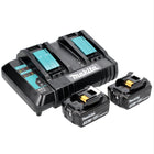 Makita Power Source Kit 18 V con 2x BL 1830 B 3.0 Ah batería ( 197599-5 ) + DC 18 SH cargador doble ( 199687-4 )