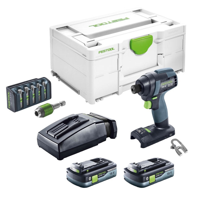 Festool TID 18 HPC 4.0 I-Plus llave de impacto sin cable 18 V 180 Nm 1/4" ( 576482 ) + 2x batería recargable 4.0 Ah + cargador + juego de 6 puntas + systainer