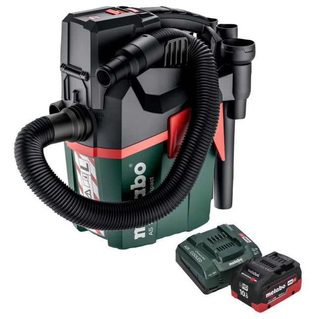 Metabo AS 18 L PC Compact Aspirateur sans fil 18 V 6 l IPX4 classe de poussière L eau et poussière + 1x batterie 10,0 Ah + chargeur