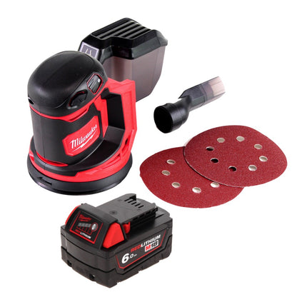 Milwaukee M18 BOS125-601 Random Orbital Sander 125mm 18V  + 1x Battery 6.0 Ah - without charger
